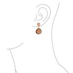 Faceted Peach & Brown Smoky Quartz Gemstone Teardrop Dangle Earrings Gold Plated - Image 4
