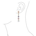 Tri Tone Pearl Tourmaline Amethyst Dangle Gemstone Earrings - Image 3