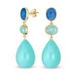 Fashion Tri Color Multi-Tier Statement Oval Teardrop Dangling Earrings