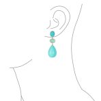 Fashion Tri Color Multi-Tier Statement Oval Teardrop Dangling Earrings - Image 7