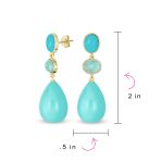 Fashion Tri Color Multi-Tier Statement Oval Teardrop Dangling Earrings - Image 9