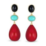Fashion Tri Color Multi-Tier Statement Oval Teardrop Dangling Earrings - Image 2