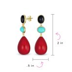 Fashion Tri Color Multi-Tier Statement Oval Teardrop Dangling Earrings - Image 4
