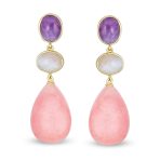 Fashion Tri Color Multi-Tier Statement Oval Teardrop Dangling Earrings - Image 4