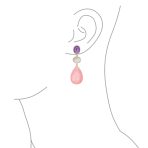 Fashion Tri Color Multi-Tier Statement Oval Teardrop Dangling Earrings - Image 6