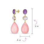 Fashion Tri Color Multi-Tier Statement Oval Teardrop Dangling Earrings - Image 8