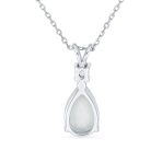 Classic Gemstone CZ Infinity Teardrop Opal Pendant Necklace Rose Gold Silver - Image 3