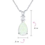 Classic Gemstone CZ Infinity Teardrop Opal Pendant Necklace Rose Gold Silver - Image 5
