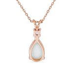 Classic Gemstone CZ Infinity Teardrop Opal Pendant Necklace Rose Gold Silver - Image 4