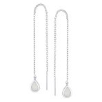 Pear Shaped Dangle Gemstone Earrings with Opal Inlay on Sterling Silver Chain - Image 2