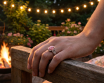 Bezel Set Oval Pink Natural Rhodochrosite Gemstone Ring Flower Band .925 Sterling Silver - Image 6