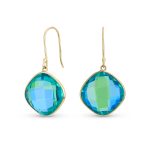 Classic 10K Yellow Gold Amethyst Faceted Briolette Bezel Set Square Dangle Drop Earrings Fish Hook - Image 2