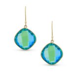 Classic 10K Yellow Gold Amethyst Faceted Briolette Bezel Set Square Dangle Drop Earrings Fish Hook - Image 4