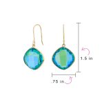 Classic 10K Yellow Gold Amethyst Faceted Briolette Bezel Set Square Dangle Drop Earrings Fish Hook - Image 8