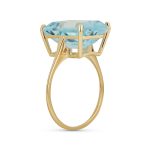 Large 7CTW 14K Gold Gemstone Sky Blue Topaz Emerald Cut Statement Ring - Image 2