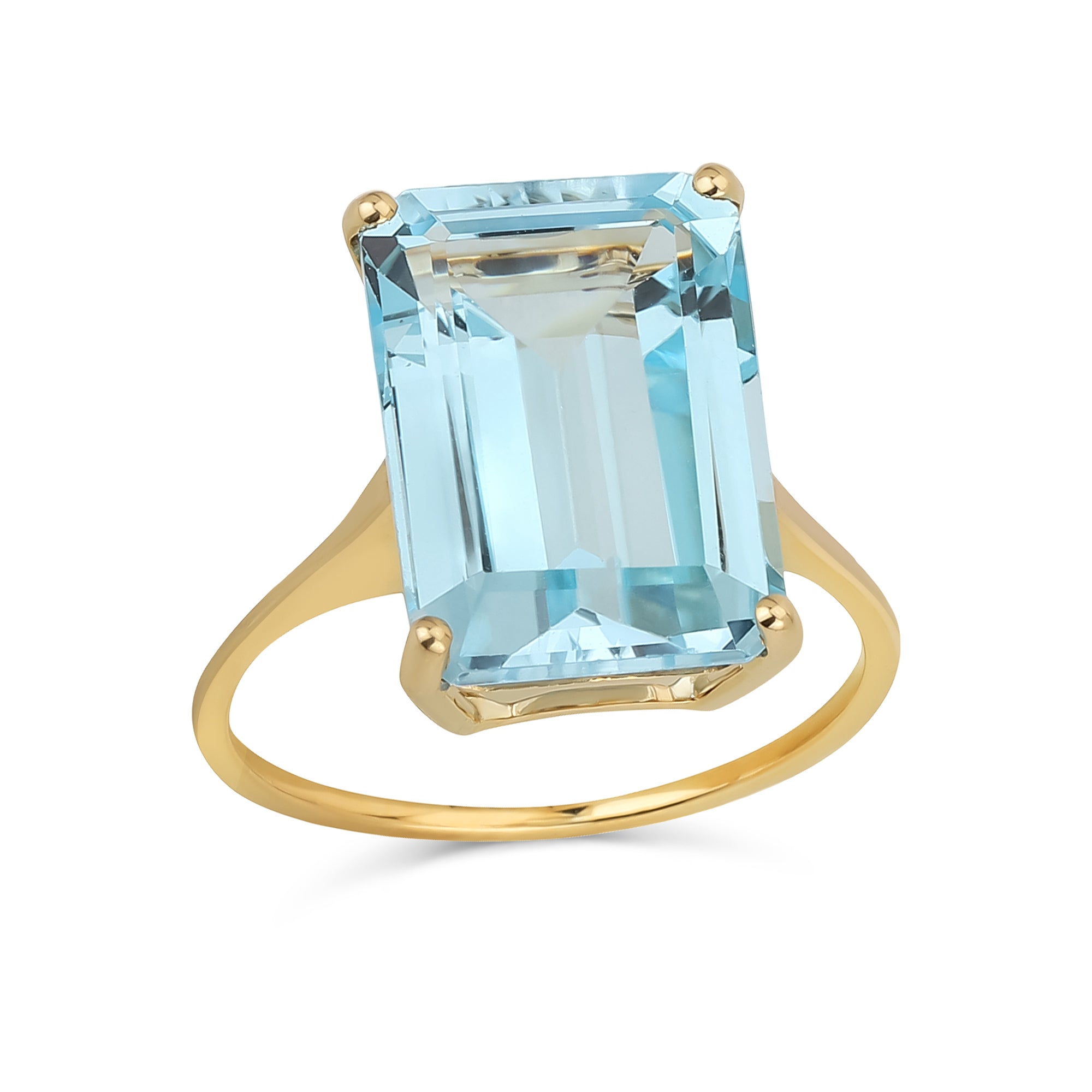 gemstone_blue_topaz_statement_ring_vj-14kvjr21089 Large 7CTW 14K Gold Gemstone Sky Blue Topaz Emerald Cut Statement Ring - Image 1