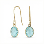 Tiny Aqua Blue CZ Flower Stud Earrings Aquamarine Cubic Zirconia 14K Gold Screw back