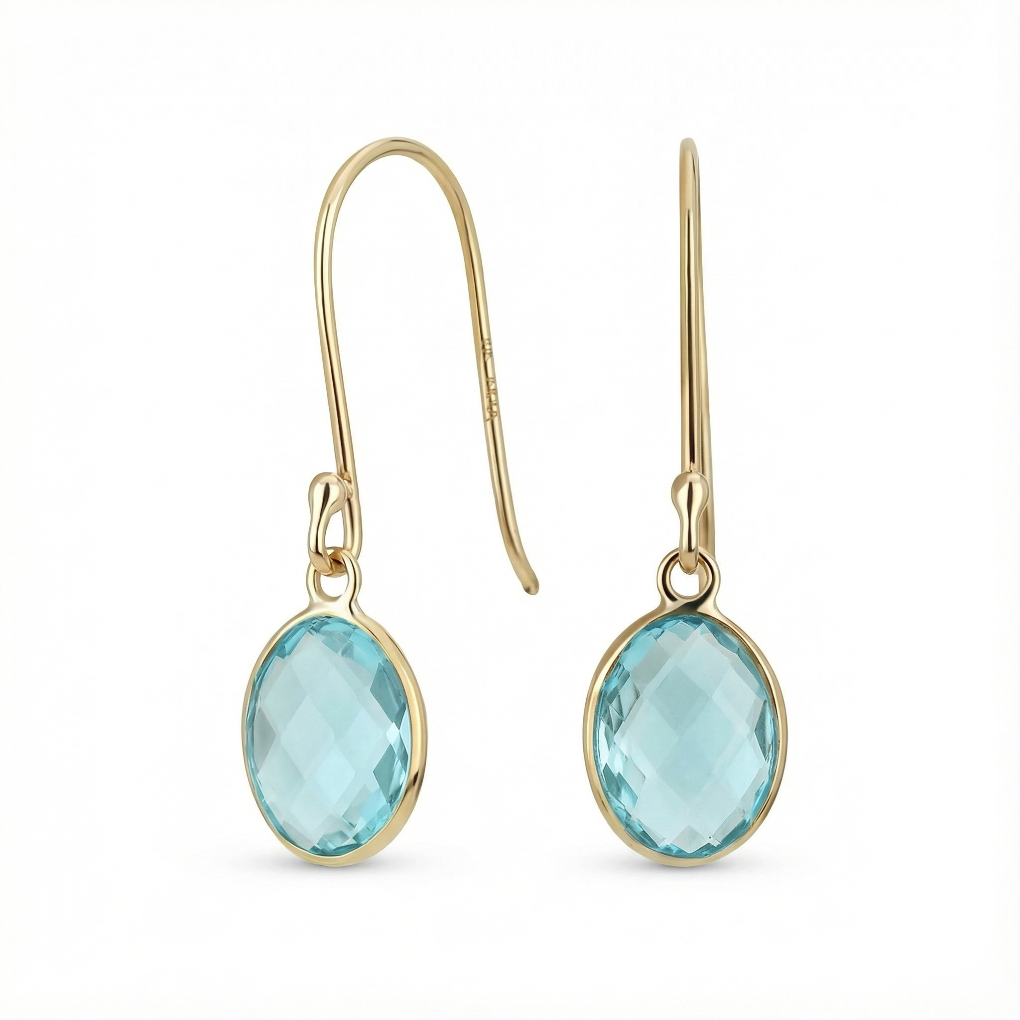 gemstone_earrings_aquamarine_dangle-vj-vhme0009aq-az Tiny Aqua Blue CZ Flower Stud Earrings Aquamarine Cubic Zirconia 14K Gold Screw back - Image 1