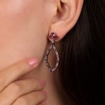 Cocktail Style Pink Tourmaline Large Open Teardrops Chandelier Earrings .925 Sterling Silver - Image 9