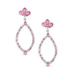 Cocktail Style Pink Tourmaline Large Open Teardrops Chandelier Earrings .925 Sterling Silver - Image 3