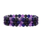 Set of 3 Natural Stone Bead Stretch Bracelets - Stackable
