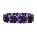 Set of 3 Natural Stone Bead Stretch Bracelets - Stackable