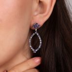 Cocktail Style Pink Tourmaline Large Open Teardrops Chandelier Earrings .925 Sterling Silver - Image 10
