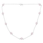 Bridal Tin Cup Freshwater Cultured Pearl Chain Station Necklace Sterling Silver - Image 6