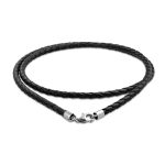 Brown Black Leather Braided Necklace Pendant Cords Sterling Silver 14 -24 Inch