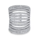 Modern Fashion CZ Pave Full Finger Cocktail Statement Ring .925 Sterling Silver