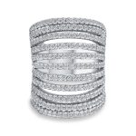 Modern Fashion CZ Pave Full Finger Cocktail Statement Ring .925 Sterling Silver