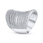 Modern Fashion CZ Pave Full Finger Cocktail Statement Ring .925 Sterling Silver - Image 2