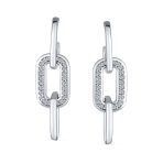 Geometric Vertical Rectangle Dangle Chandelier Earrings Sterling Silver with CZ - Image 2