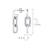 Geometric Vertical Rectangle Dangle Chandelier Earrings Sterling Silver with CZ - Image 4