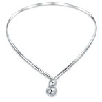 V Shape Choker Necklace Interlocking Balls Sterling Silver