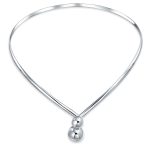 V Shape Choker Necklace Interlocking Balls Sterling Silver