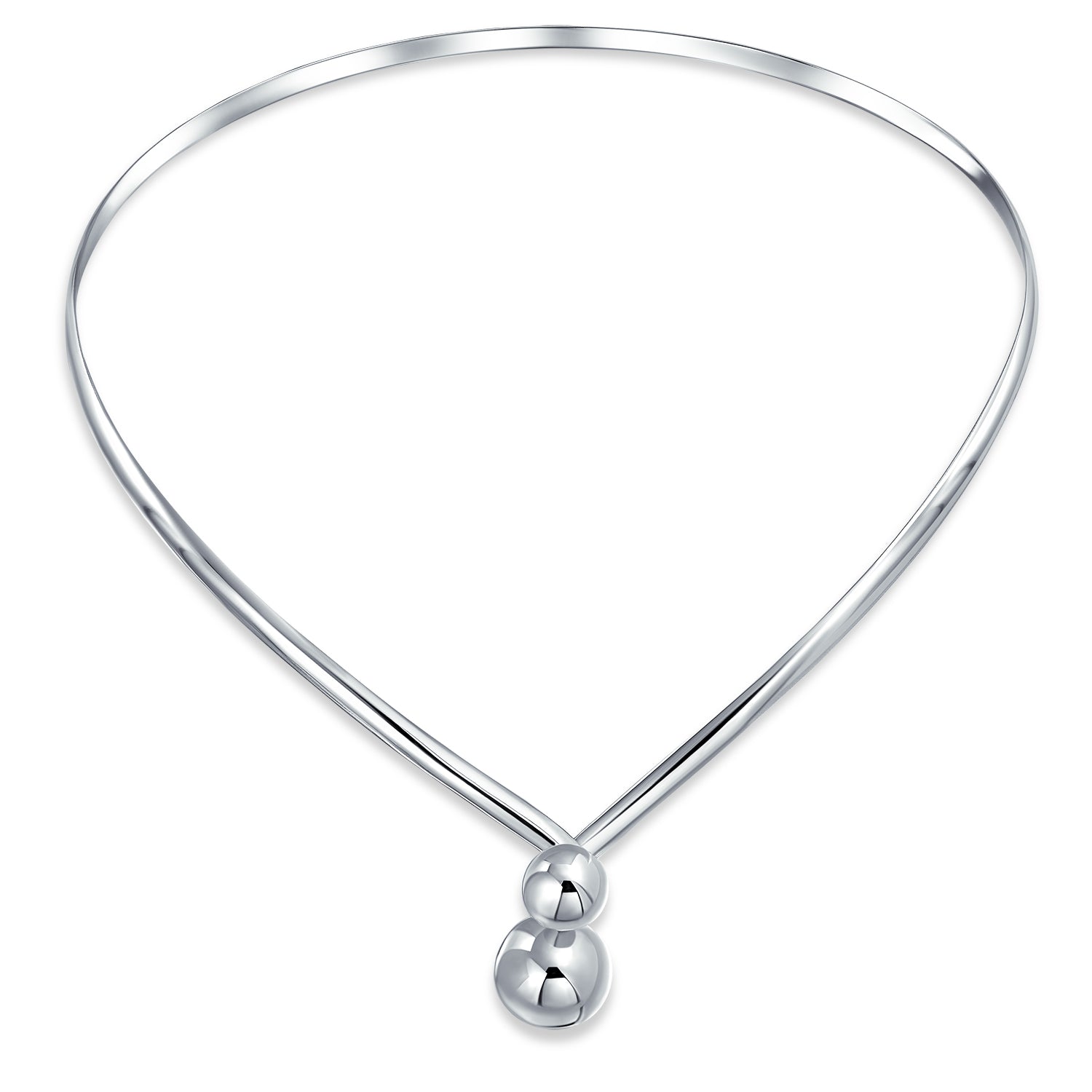 geometric-choker-collar-necklace-silver_sstr-ck904_1 V Shape Choker Necklace Interlocking Balls Sterling Silver - Image 1