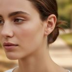 Minimalist Geometric Dangle Earrings Linear Bar Threader in Sterling Silver - Image 3