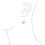 Geometric Long Wire Double Bead Ball Threader Earrings .925 Sterling Silver - Image 3