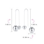 Geometric Long Wire Double Bead Ball Threader Earrings .925 Sterling Silver - Image 4