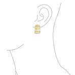 Two Tone Stripe Shrimp Half Hoop Clip On Earrings Non-Pierced Ears Gold Silver - Image 4
