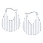 Geometric Modern Lightweight Oval Hoop Huggie Earrings Sterling Silver 1 Inch - Image 2