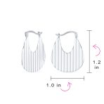 Geometric Modern Lightweight Oval Hoop Huggie Earrings Sterling Silver 1 Inch - Image 4