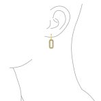 Geometric Vertical U Oval Micro Pave CZ Dangling Link Paperclip Earrings Silver Plated - Image 5