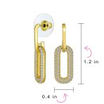 Set of 2 Vertical U Rectangle CZ Dangling Link Paperclip Earrings - Image 5