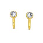 Minimalist 5MM CZ Solitaire Clip-On Stud Earrings .925 Sterling Silver - Image 4