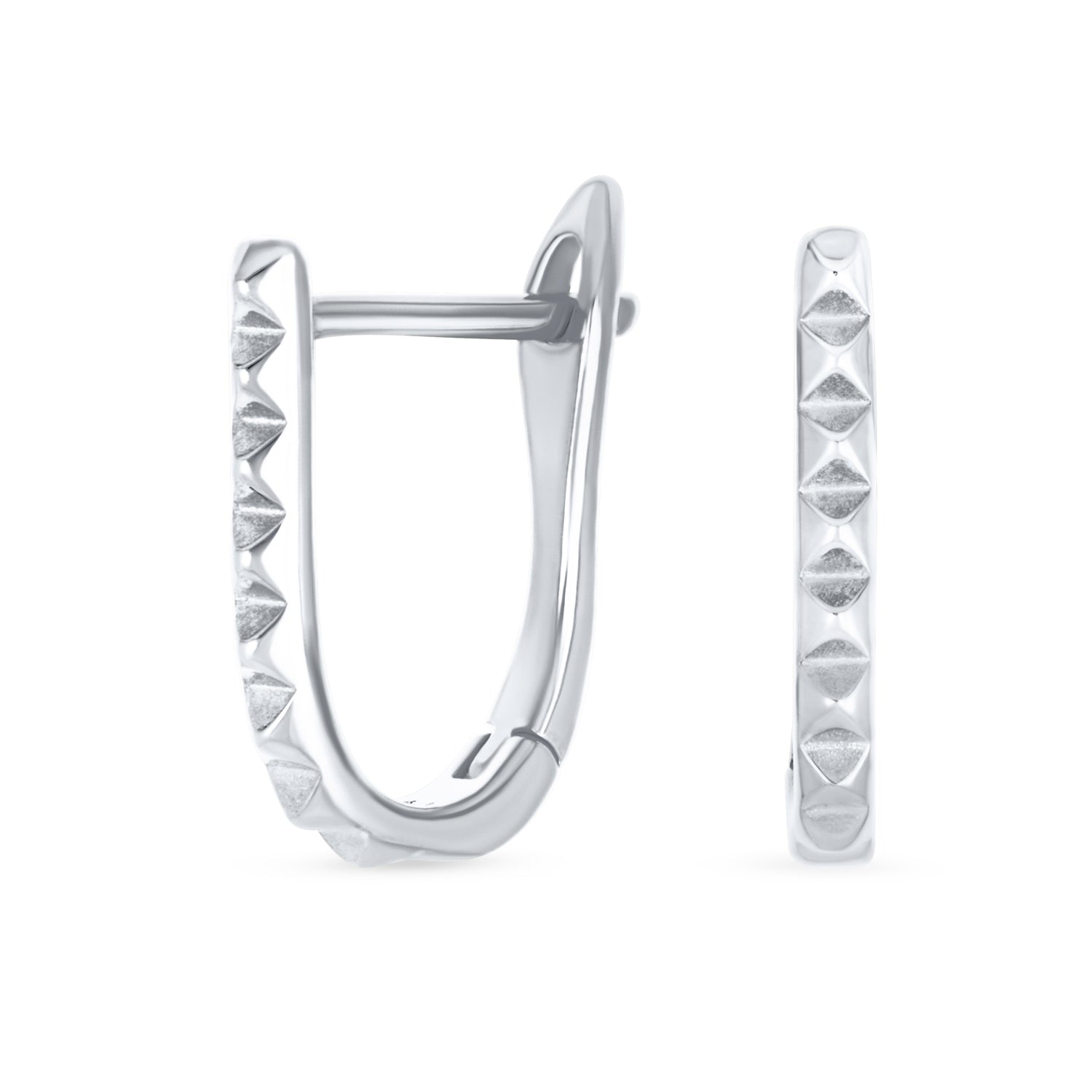 geometric-spike-huggie-hoop-earrings-pfs-122-0687_01 Modern Thin Huggie U Shape Hoop Earrings 14K Gold Plated .925 Sterling Silver - Image 1