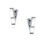 Geometric Triangle Black or Silver Mini Hoop Huggies Earrings Stainless Steel - Image 3