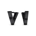 Geometric Triangle Black or Silver Mini Hoop Huggies Earrings Stainless Steel - Image 2