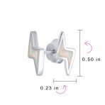 Geometric Gemstone Opal Lightning Bolt Stud Earrings in Sterling Silver - Image 4